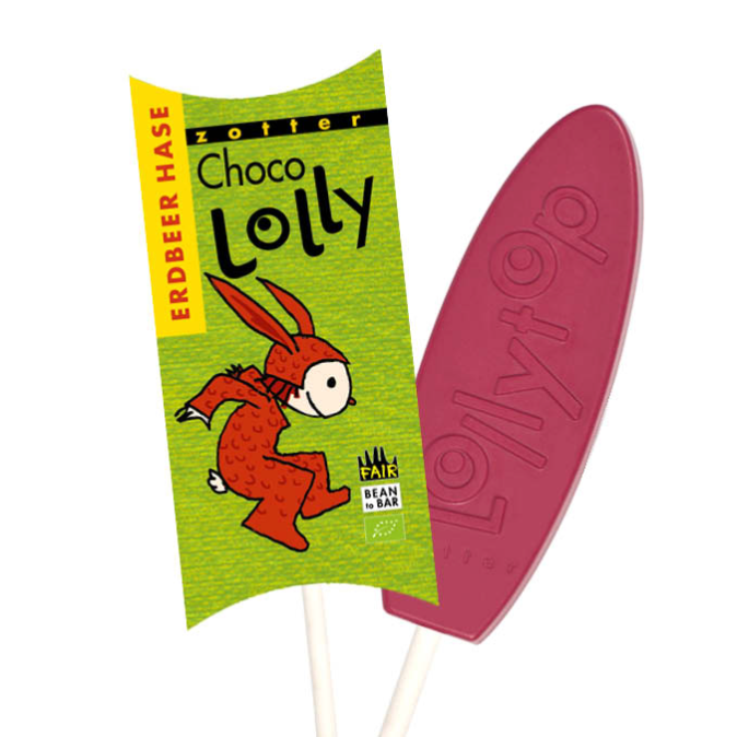 Schoko-Lolli "Erdbeer Hase" mit Erdbee