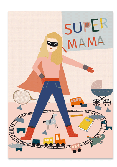 Postkarte Super Mama